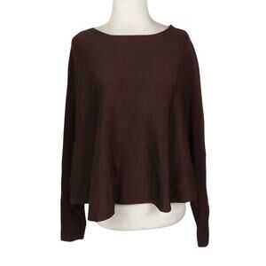 Adolfo Dominguez Chocolate Brown Knit Batwing Cape Sweater Top Small